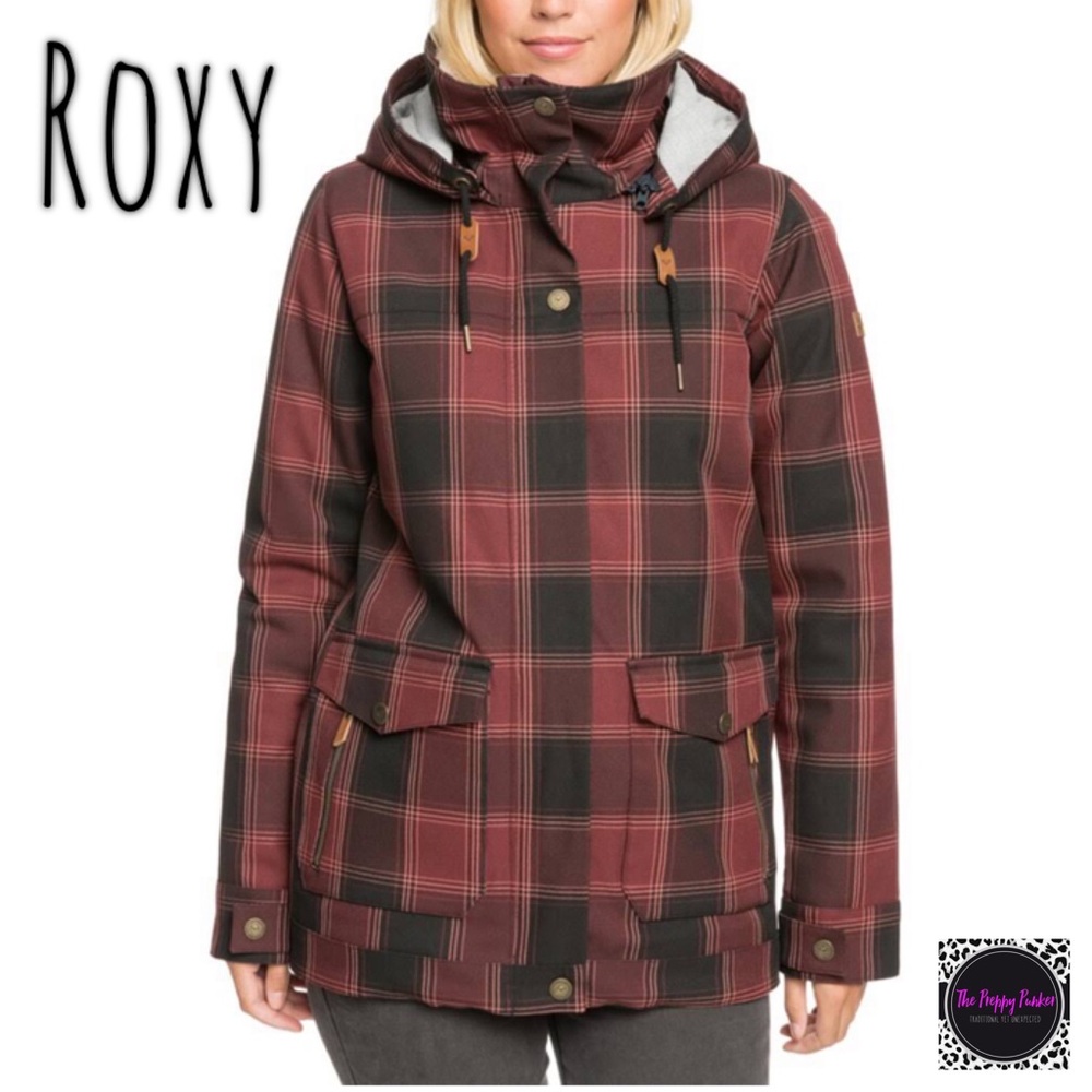 Roxy Brightshine Jacket Oxblood Red Plaid XL NWT